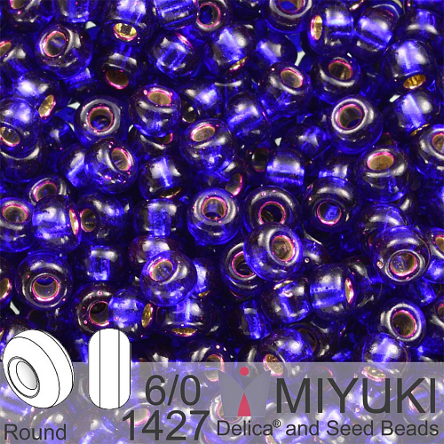 Korálky Miyuki Round 6/0. Barva 1427 Dyed S/L Dk Violet. Balení 5g