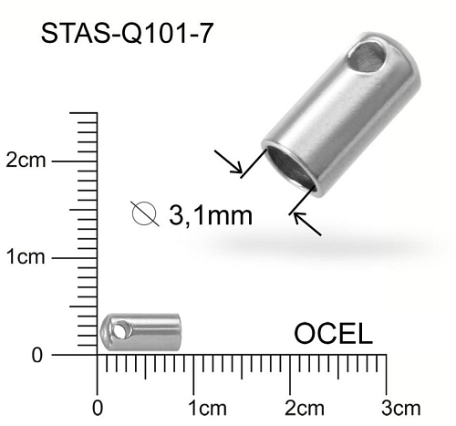 Koncovka CHIRURGICKÁ OCEL ozn.-STAS-Q101-7. velikost 8,5 x 4,0mm.