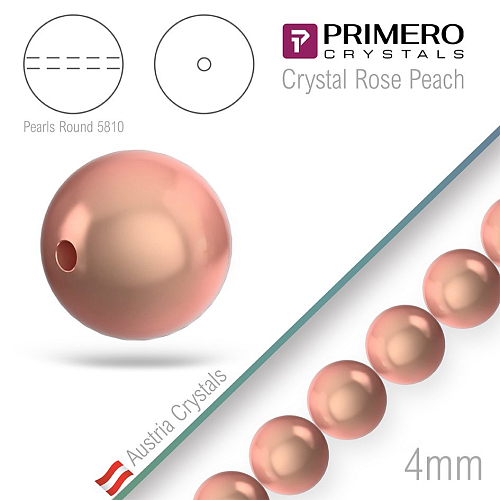 Korálky PRIMERO Crystals 5810. Barva Crystal Rose Peach. Velikost 4mm balení-50Ks.