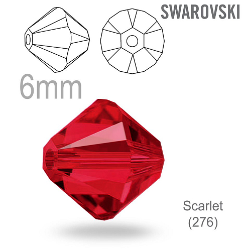 SwarovskiI XILION BEAD 5328 barva Scarlet velikost 6mm. Balení 10Ks. 