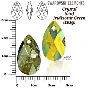 SWAROVSKI Pear-Shaped 6106 barva Crystal Iridescent Green velikost 22mm