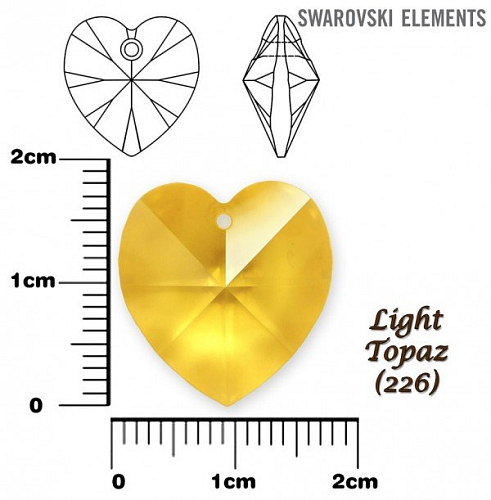 SWAROVSKI Heart Pendant barva LIGHT TOPAZ velikost 18x17,5mm.
