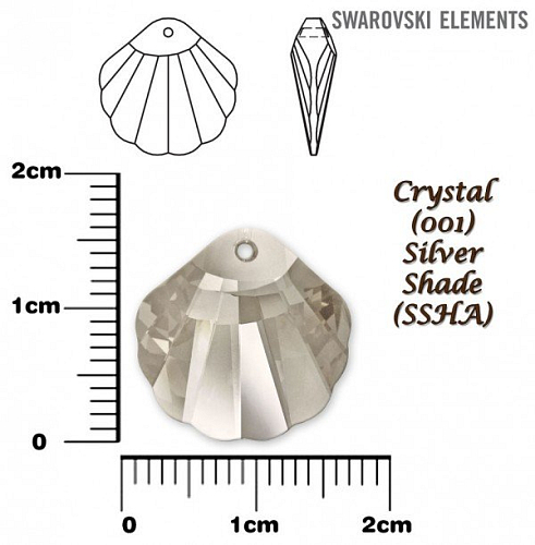 SWAROVSKI  Shell Pendant barva Crystal 001 SILVER SHADE velikost 16mm.