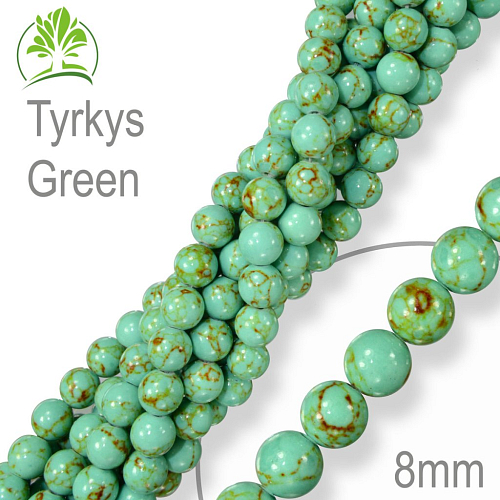 Korálky z minerálů Tyrkys Green (synt)  Velikost pr.8mm. Balení 10Ks.