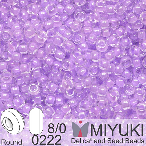Korálky Miyuki Round 8/0. Barva 0222  Orchid Lined Crystal. Balení 5g