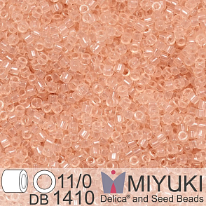 Korálky Miyuki Delica 11/0. Barva Transparent Pale Peach DB1410. Balení 5g.