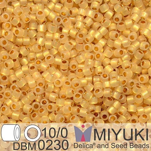 Korálky Miyuki Delica 10/0. Barva 24kt Gold Lined Opal DBM0230. Balení 3g.