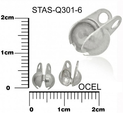 Kalota CHIRURGICKÁ OCEL ozn.-STAS-Q301-6. velikost 6,5x4mm.
