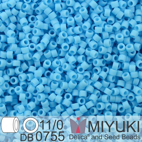 Korálky Miyuki Delica 11/0. Barva Matte Op Turquoise Blue DB0755. Balení 5g.
