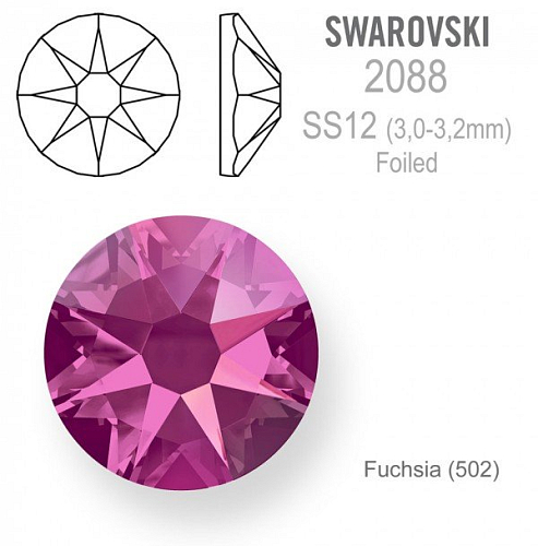 SWAROVSKI 2088 XIRIUS FOILED velikost SS12 barva Fuchsia 