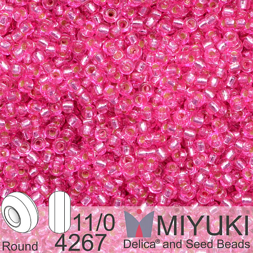 Korálky Miyuki Round 11/0. Barva 4267 Duracoat Silverlined Dyed Pink. Balení 5g..