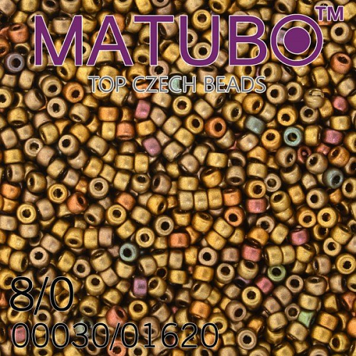 Korálky MATUBO™ mačkané rokajlové korálky. Velikost 8/0 (3,1mm). Barva 00030/01620 KRYSTALdekor ORANGE RAINBOW. Balení 10g.