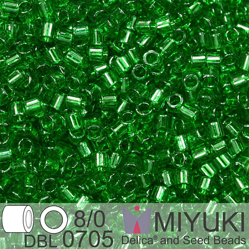 Korálky Miyuki Delica 8/0. Barva Tr Green DBL0705. Balení 5g.