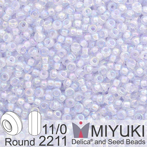 Korálky Miyuki Round 11/0. Barva 2211 Pale Violet Lined Crystal AB. Balení 5g