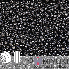 Korálky Miyuki Round 11/0. Barva 0401 Black. Balení 5g.