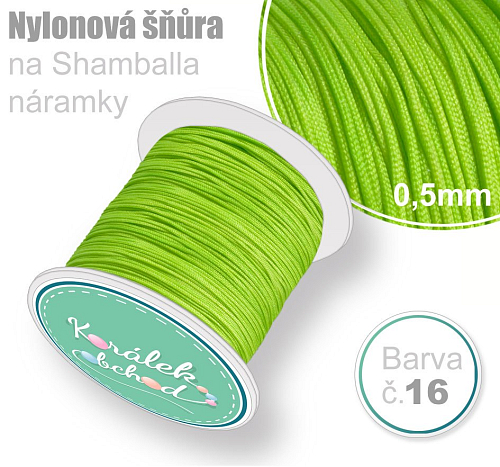 Nylonová šňůra na Shamballa náramky průměr nitě 0,5mm. Barva č.16 Zelená