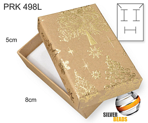 Krabička na šperky. Materiál papír . Ozn. PRK 498L. Velikost 5x8cm. Barva Přírodní a zlatý vánoční motiv.