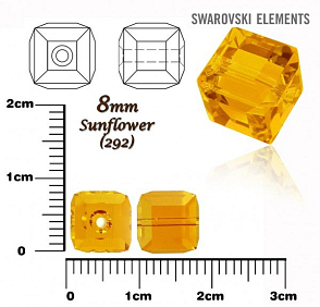 SWAROVSKI CUBE Beads 5601 barva SUNFLOWER velikost 8mm.