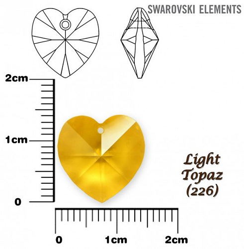 SWAROVSKI Heart Pendant barva LIGHT TOPAZ velikost 14,4x14mm.