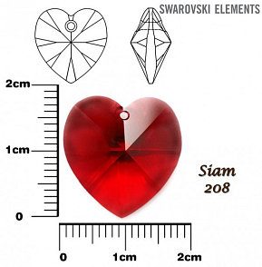 SWAROVSKI Heart Pendant barva SIAM velikost 18x17,5mm.