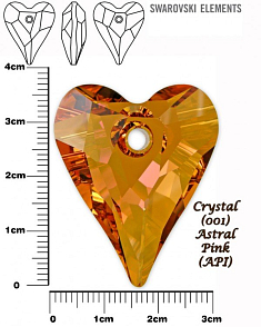 SWAROVSKI Wild Heart Pendant barva CRYSTAL ASTRAL PINK velikost 37mm.