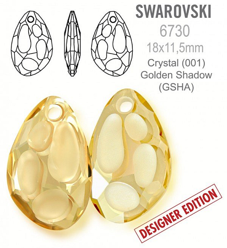 Swarovski 6730 Radiolarian Pendant PF velikost 18x11,5mm. Barva Crystal Golden Shadow 