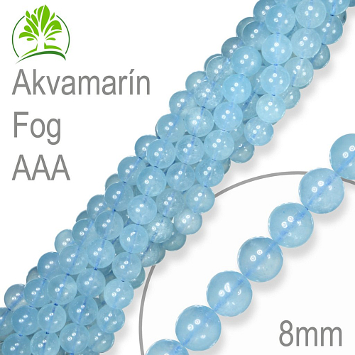 Korálky z minerálů Akvamarín Fog AAA přírodní polodrahokam. Velikost pr.8mm. Balení 10Ks.