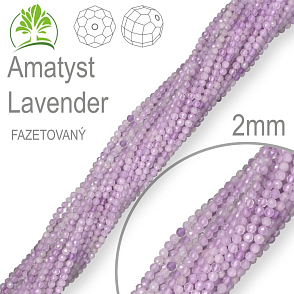 Korálky z minerálů Ametyst Lavender Fazetovaný přírodní polodrahokam. Velikost pr.2mm. Balení 150Ks.