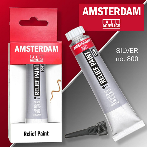 Reliéfní barvy Amsterdam Relief Paint 20 ml color SILVER no. 800