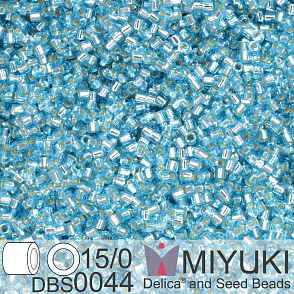 Korálky Miyuki Delica 15/0. Barva DBS 0044 Silverlined Aqua. Balení 2g.