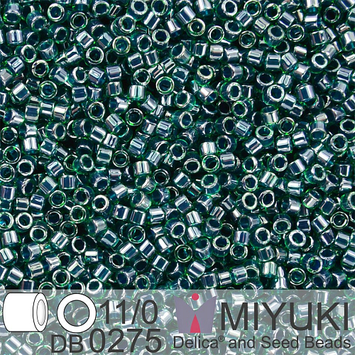 Korálky Miyuki Delica 11/0. Barva Lined Emerald Luster DB0275. Balení 5g