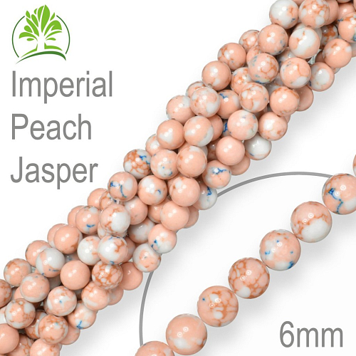 Korálky z minerálů Imperial Peach Jasper přírodní polodrahokam. Velikost pr.6mm. Balení 12Ks.