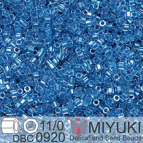 Korálky Miyuki Delica (fazetované) 11/0. Barva Sparkling Cerulean Blue Lined Crystal Cut DBC00920. Balení 5g.