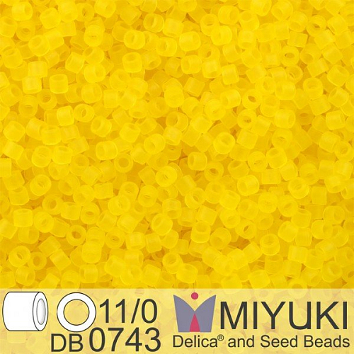 Korálky Miyuki Delica 11/0. Barva Matte Tr Yellow DB0743. Balení 5g.