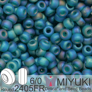 Korálky Miyuki MIX Round 6/0. Barva 2405FR Matte Transparent Teal AB. Balení 5g