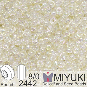Korálky Miyuki Round 8/0. Barva 2442 Crystal Ivory Gold Luster. Balení 5g