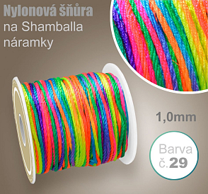 Nylonová šňůra COPÁNKOVÁ na Shamballa náramky průměr nitě 1,0mm. Barva č.29 Mix