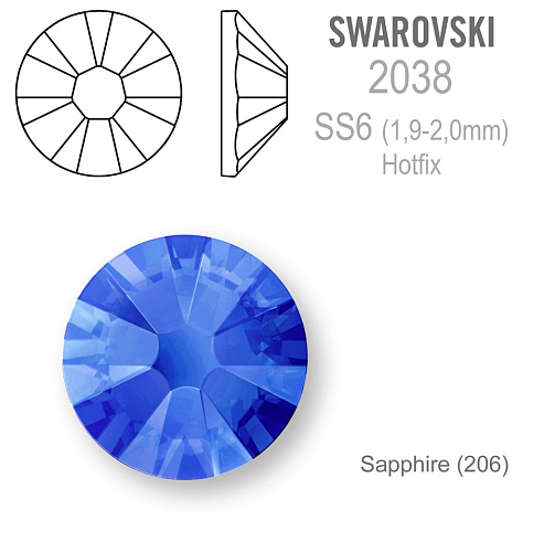 SWAROVSKI XILION rose HOT-FIX velikost SS6 barva SAPPHIRE 