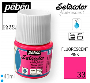 Barva na Textil SETACOLOR Fluorescent Pebeo. barva č. 33 PINK. Balení 45ml. 