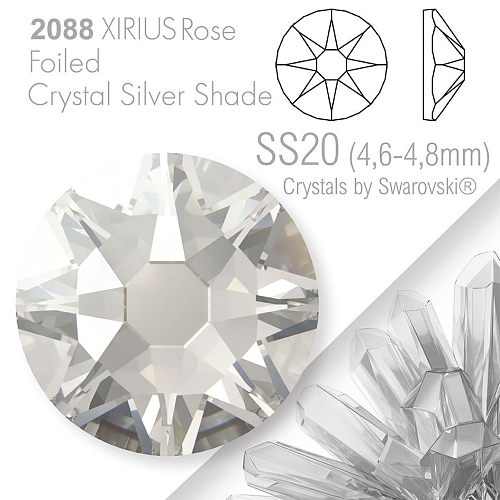 SWAROVSKI  XIRIUS Rose 2088 Foiled. Barva Crystal Silver Shade velikost SS20 (4,6-4,8mm). Balení 15Ks.