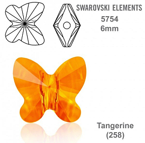 SWAROVSKI KORÁLKY Butterfly Bead barva Tangerine velikost 6mm. Balení 4Ks.