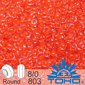 Korálky TOHO tvar ROUND (kulaté). Velikost 8/0. Barva č. 803-Luminous Neon Salmon. Balení 10g.