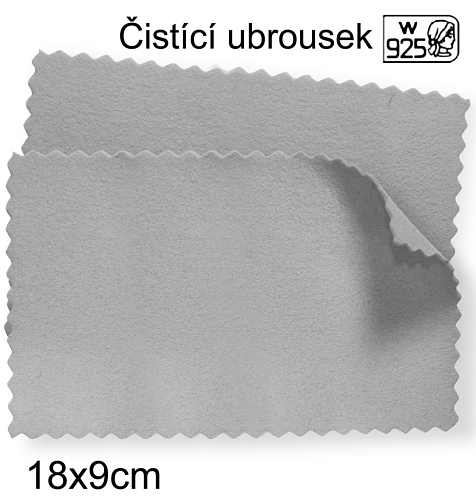 Čistící ubrousek na stříbro Ag. Velikost 18x9cm. Barva šedá