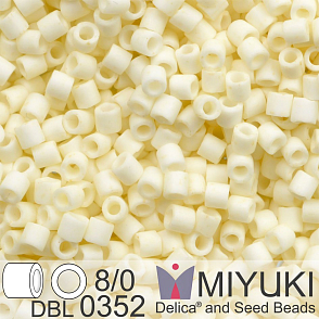 Korálky Miyuki Delica 8/0. Barva Matte Opaque Cream DBL0352. Balení 5g.