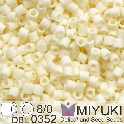 Korálky Miyuki Delica 8/0. Barva Matte Opaque Cream DBL0352. Balení 5g.