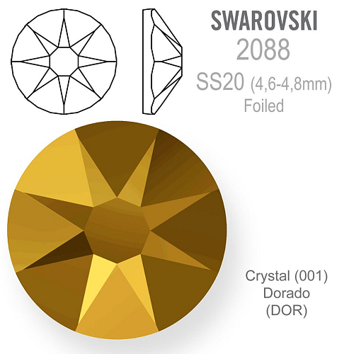 SWAROVSKI XIRIUS FOILED velikost SS20 barva CRYSTAL DORADO 