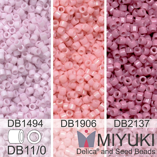Korálky Miyuki Delica 11/0. Barevné variace č.35 DB1494, DB2137, DB1906