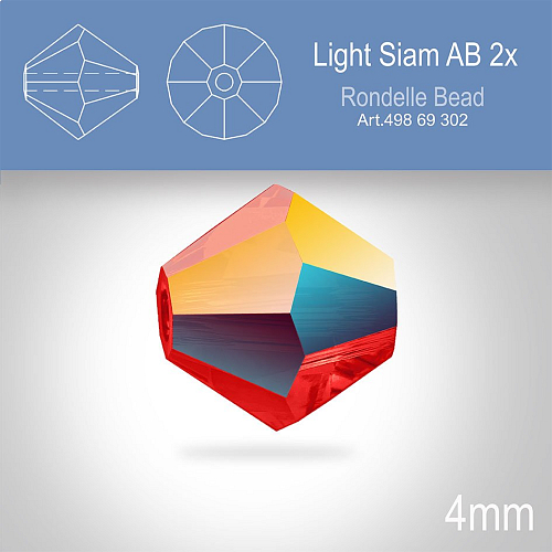 PRECIOSA Bicone MC BEAD (sluníčko) velikost 4mm. Barva LIGHT SIAM Aurore Boreale 2x. Balení 30ks .