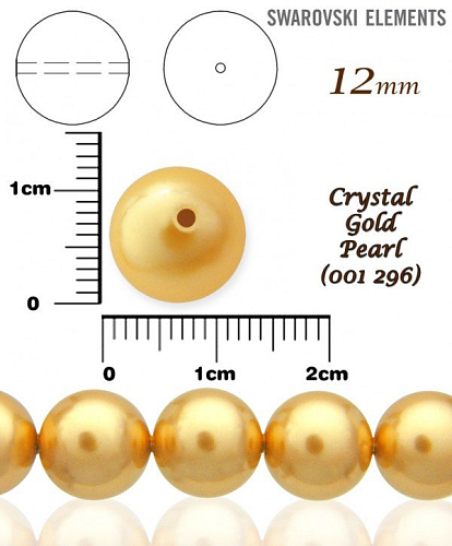 SWAROVSKI 5811 Voskované Perle barva CRYSTAL GOLD PEARL velikost 12mm. 