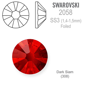SWAROVSKI ELEMENTS No Hot-Fix FOILED velikost SS3 barva DARK SIAM (308). Balení 40Ks.